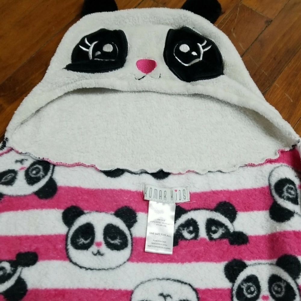 Children's Hooded Towel Beach Bath Towel Pool CoverUp Panda Pink Striped Komar